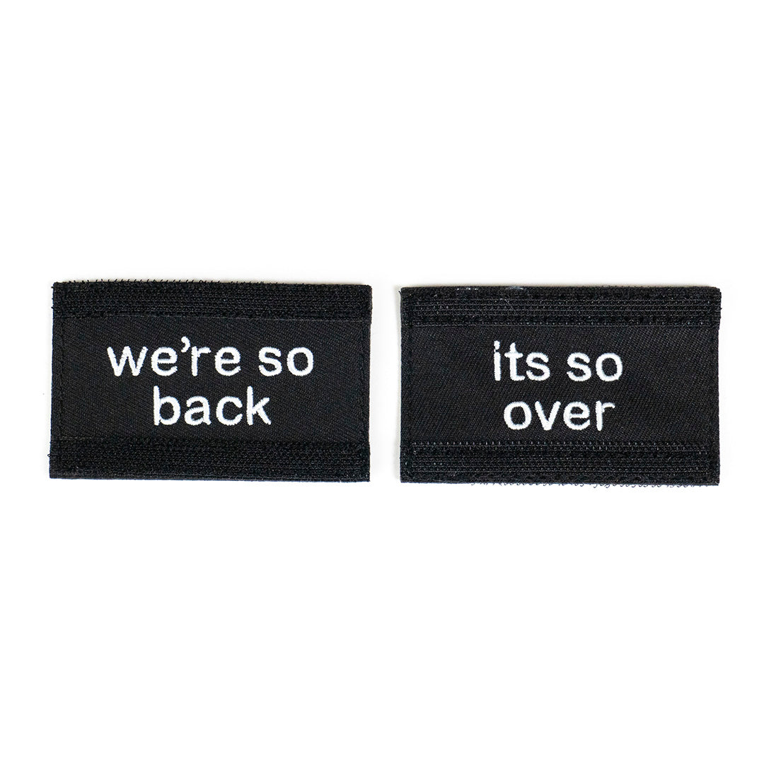 Hat with reversible "We're so back / it's so over" patch